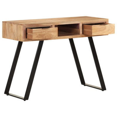 Berkfield Industrial Desk 110X50X75 Cm Solid Acacia Wood With Live Edges - image 1