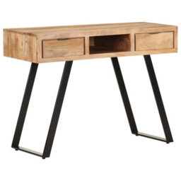 Berkfield Industrial Desk 110X50X75 Cm Solid Acacia Wood With Live Edges - thumbnail 8