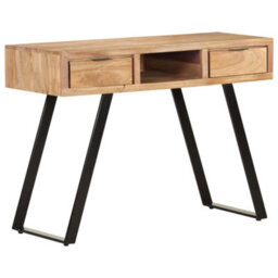 Berkfield Industrial Desk 110X50X75 Cm Solid Acacia Wood With Live Edges - thumbnail 9