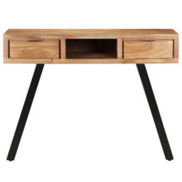 Berkfield Industrial Desk 110X50X75 Cm Solid Acacia Wood With Live Edges - thumbnail 3