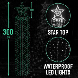Globrite Outdoor Curtain Star Fairy Light - 350 Led - (Cool White) - Waterproof Window Waterfall Light - Plug In - thumbnail 2