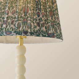 Valuelights Bobbin Floral Printed Pleated Shade Cream Bobble Table Lamp With Bulb - thumbnail 4