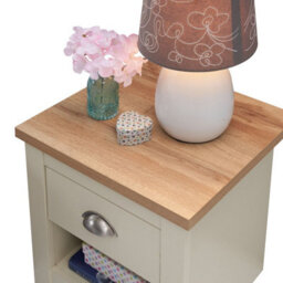 Timber Art Design Lisbon Bedside Cabinet Bedroom Furniture Nightstand Table 1 Drawer Cream - thumbnail 4