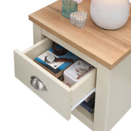 Timber Art Design Lisbon Bedside Cabinet Bedroom Furniture Nightstand Table 1 Drawer Cream - thumbnail 5
