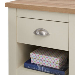 Timber Art Design Lisbon Bedside Cabinet Bedroom Furniture Nightstand Table 1 Drawer Cream - thumbnail 6