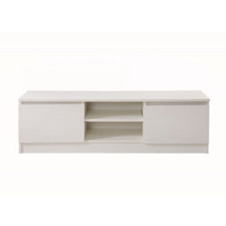 Timber Art Design Modern Tv Unit 120Cm Media Cabinet 2 Doors + Shelf White Turin - thumbnail 2