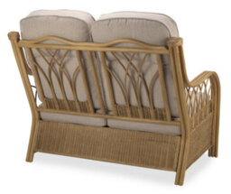 Desser Viola Light Oak Natural Rattan 2 Seater Conservatory Sofa Real Cane Rattan Indoor Settee With Uk Sewn Cushion In Biscuit - thumbnail 2