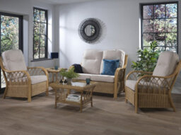Desser Viola Light Oak Natural Rattan 2 Seater Conservatory Sofa Real Cane Rattan Indoor Settee With Uk Sewn Cushion In Biscuit - thumbnail 3