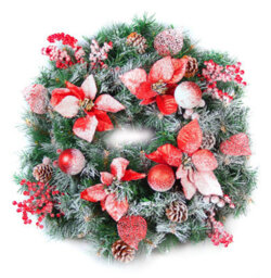 Best Artificial Christmas 60Cm Frosted Red Wreath With 30 Bright White Led Battery Lights - thumbnail 1