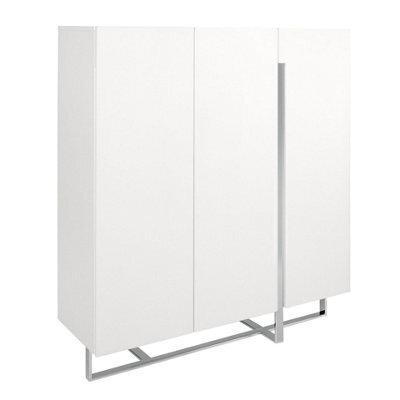 Angel Cerda Elegant White Wood And Chrome Steel Tall Sideboard For Modern Living Spaces - image 1