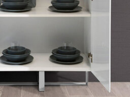 Angel Cerda Elegant White Wood And Chrome Steel Tall Sideboard For Modern Living Spaces - thumbnail 5