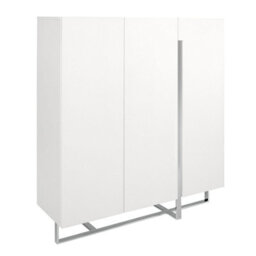 Angel Cerda Elegant White Wood And Chrome Steel Tall Sideboard For Modern Living Spaces