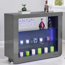 Furniture in Fashion Fiesta Grey High Gloss Bar Table With 4 Candid Black Stools - thumbnail 2