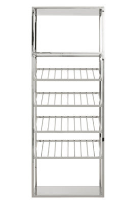 Orsina Unique Bar Shelf Unit,silver Finish Bookcase Unit With Five Clear Glass Shelves,display Unit For Decor - image 1