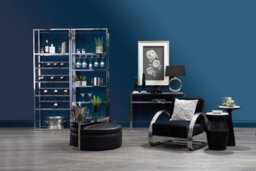 Orsina Unique Bar Shelf Unit,silver Finish Bookcase Unit With Five Clear Glass Shelves,display Unit For Decor - thumbnail 3