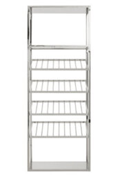 Orsina Unique Bar Shelf Unit,silver Finish Bookcase Unit With Five Clear Glass Shelves,display Unit For Decor