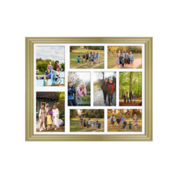 AK Frames 20X16 Gold Classic Multi Photo Frame With White Mount - Holds 9 Apertures (2X) 7X5, (7X) 6X4 Photos