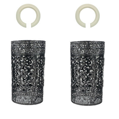 2 Pack Brushed Silver Metal Easy Fit Drum Cage Ceiling Light Shade Hollow Out Lamp Shade For Ceiling Pendant Light - image 1