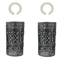 2 Pack Brushed Silver Metal Easy Fit Drum Cage Ceiling Light Shade Hollow Out Lamp Shade For Ceiling Pendant Light