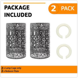 2 Pack Brushed Silver Metal Easy Fit Drum Cage Ceiling Light Shade Hollow Out Lamp Shade For Ceiling Pendant Light - thumbnail 4