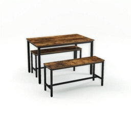 Modcraft 3-Piece Dining Table Set With 2 Benches, Industrial Style Space-Saving Design For 4 People - thumbnail 7