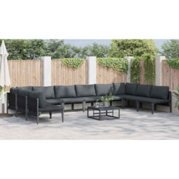 Berkfield Garden Sofa Set 10 Pcs Anthracite Steel - thumbnail 4