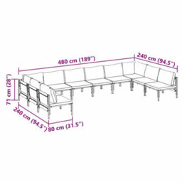 Berkfield Garden Sofa Set 10 Pcs Anthracite Steel - thumbnail 8