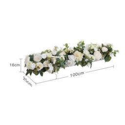 Living And Home Artificial Peony And Rose Flower Row Silk Floral Garland For Wedding, Aisle, And Party Décor (100Cm) - thumbnail 6