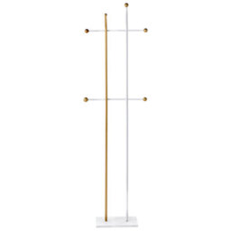 Wyld and Coco Luxor Freestanding Coat Rack Gold Steel 162Cm, 6 Hooks, Modern Hallway Organizer - thumbnail 1