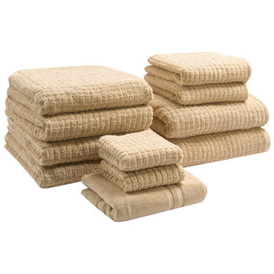 Beliani Set Of 11 Towels Atai Cotton Sand Beige - image 1