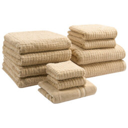 Beliani Set Of 11 Towels Atai Cotton Sand Beige - thumbnail 1