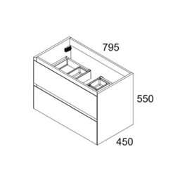 Banyetti Kameo 800mm Wall Hung 2 Drawer Vanity Unit With Basin - Matt White - thumbnail 4