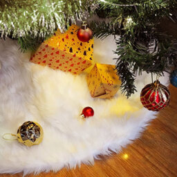Darphe White Plush Christmas Tree Skirt Christmas Ornament - thumbnail 1