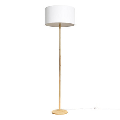 Valuelights Triston Single Stem Natural Light Wood Floor Lamp With White Drum Shade - image 1