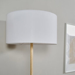 Valuelights Triston Single Stem Natural Light Wood Floor Lamp With White Drum Shade - thumbnail 3