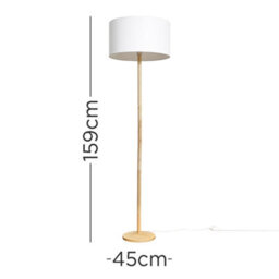 Valuelights Triston Single Stem Natural Light Wood Floor Lamp With White Drum Shade - thumbnail 5