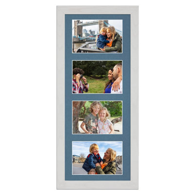AK Frames 50X20Cm White Ash Modern Multi Photo Frame With Pompadour Mount - Holds 4 Apertures (4X) 6X4 Photos - image 1