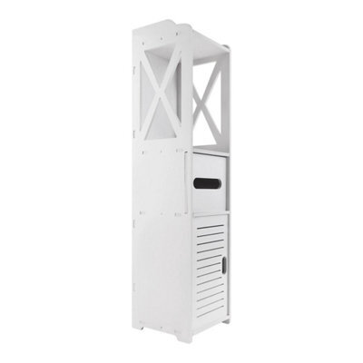Single Door Bathroom Toilet Cabinet Storage Cupboard Wooden White Unit Single / Double Door - image 1