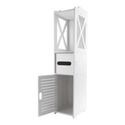 Single Door Bathroom Toilet Cabinet Storage Cupboard Wooden White Unit Single / Double Door - thumbnail 4