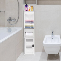 Single Door Bathroom Toilet Cabinet Storage Cupboard Wooden White Unit Single / Double Door - thumbnail 5