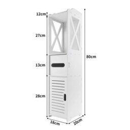 Single Door Bathroom Toilet Cabinet Storage Cupboard Wooden White Unit Single / Double Door - thumbnail 2
