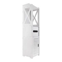 Single Door Bathroom Toilet Cabinet Storage Cupboard Wooden White Unit Single / Double Door - thumbnail 1
