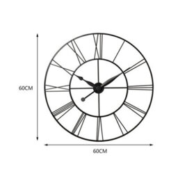 Living And Home Vintage Round Large Silent Roman Numeral Metal Wall Clock For Bedroom And Kitchen 60Cm - thumbnail 5