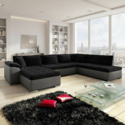 Niko Bis U Shaped Fold Out Corner Sofa Bed For Living Room With Storage Black And Grey Left - thumbnail 1