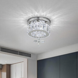 Thehotsale Chorme Finish Round Crystal Ceiling Light With Crystal Pendant 20Cm Dia - thumbnail 2