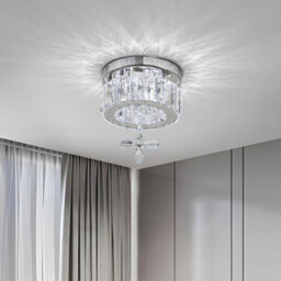 Thehotsale Chorme Finish Round Crystal Ceiling Light With Crystal Pendant 20Cm Dia - thumbnail 1