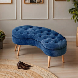 Living And Home Modern Blue Storage Bench With Removable Lid, 103Cm W X 50Cm D X 46Cm H - thumbnail 2