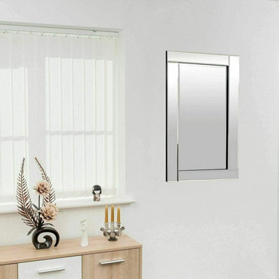 Biznest Rectangle Shape Designer Chole Blenheim Silver Glass Frame Wall Mirror Beautiful Decoration Art Piece Gift (90X60Cm)