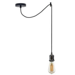 Ledsone Vintage Industrial Shiny Black Spider Chandelier Adjustable 2M E27 Pendant Lamp Kit With Bulb - thumbnail 1