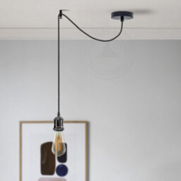 Ledsone Vintage Industrial Shiny Black Spider Chandelier Adjustable 2M E27 Pendant Lamp Kit With Bulb - thumbnail 2